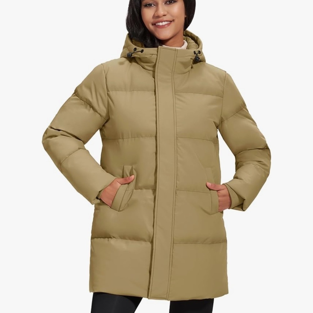 Womens Down Puffer Jackets Hoodie Windproof Water-Resistant Padded Zip Warm M